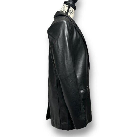 Endless Rose L Black Faux Leather PU Oversized Blazer Jacket Y2K Mob Wife NWT - Picture 6 of 10
